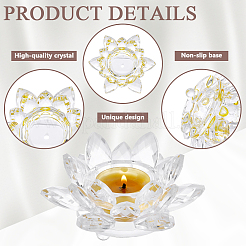 Lotus Shape Glass Candle Holder&nbsp;DJEW-WH0039-176B