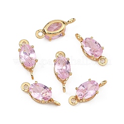 SHEGRACE Brass Pave Cubic Zirconia Oval Connector Charms&nbsp;XGRQ2O174-437B-G