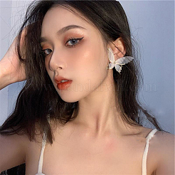 Butterfly Alloy Cloth Stud Earrings&nbsp;FS-WG0326E-01