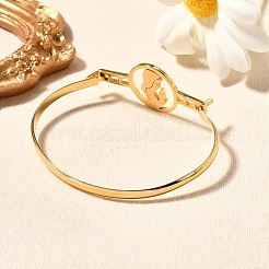 201 Stainless Steel Flat Round Link Bangles for Women&nbsp;LS-BJEW-R014-01G-05