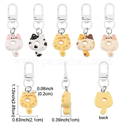 10Pcs Cartoon Cat Doughnut Resin Pendant Decorations&nbsp;KEYC-YW00205