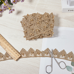 5 Yards Polyester & ABS Plastic Imitation Pearl Lace Ribbon&nbsp;OCOR-GF0004-92A