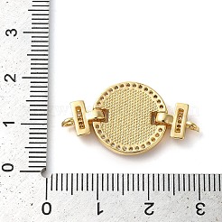 Rack Plating Brass Micro Pave Cubic Zirconia Flat Round Connector Charms&nbsp;KK-K385-100G-03