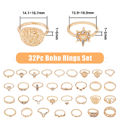 32Pcs 32 Style Alloy Finger Rings Sets with Crystal Rhinestone&nbsp;RJEW-FI0001-04