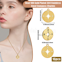 16Pcs Ion Plating(IP) 201 Stainless Steel Pendants&nbsp;STAS-BBC0008-42G