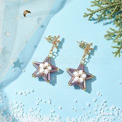 Glass Star Stud Earrings&nbsp;EJEW-MZ00256-02