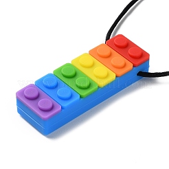 Rainbow Building Blocks Food Grade  Silicone Pendant Molar Stick Nursing Necklaces&nbsp;SIL-Z004-02C