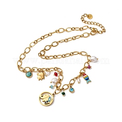 304 Stainless Steel Colorful Enamel Elephant and Fish Pendant Necklaces for Women&nbsp;NJEW-F346-04G