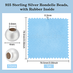 12Pcs 925 Sterling Silver Rondelle Beads&nbsp;STER-BC0001-85