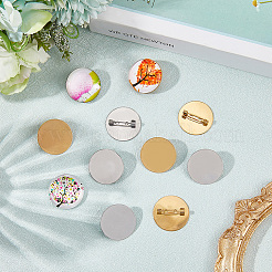20Pcs 2 Colors PVD Vacuum Plating 304 Stainless Steel Brooch Cabochon Settings&nbsp;STAS-BBC0007-27