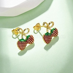 Brass Enamel Stud Earrings&nbsp;EJEW-D322-06G-01