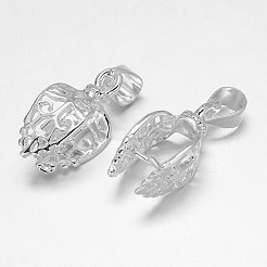 Filigree Leaf Rack Plating Brass Pendant Pinch Bails&nbsp;X-KK-L102-16S