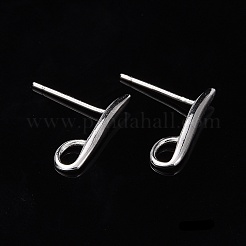 Anti-Tarnish Rhodium Plated 925 Sterling Silver Stud Earring Findings&nbsp;X-STER-K168-118P