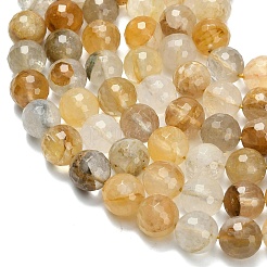 Grade A Natural Yellow Hematoid Quartz Beads Strands&nbsp;G-L642-F04-12mm