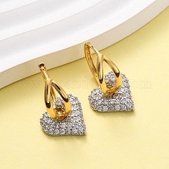 Brass Micro Pave Clear Cubic Zirconia Hoop Earrings&nbsp;EJEW-D322-08PG-02