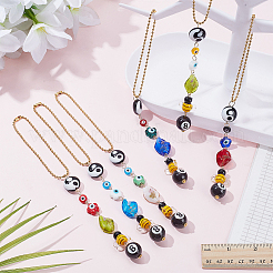 6Pcs 6 Styles Flower Bees Handmade Lampwork Beads Hanging Ornament&nbsp;HJEW-AR00016