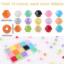 3000Pcs 15 Colors Baking Paint Glass Seed Beads&nbsp;SEED-SP0001-06B