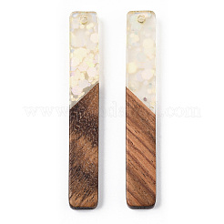 Transparent Resin & Walnut Wood Big Pendants&nbsp;WOOD-G018-12G