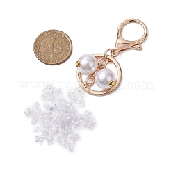 Snowflake Acrylic with ABS Plastic Pearl Bead Pendant Keychain&nbsp;KEYC-JKC00882