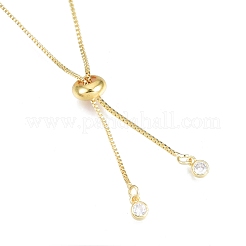 Brass Box Chains Slider Bracelet Making with Clear Cubic Zirconia Tiny Charms&nbsp;BJEW-N021-03