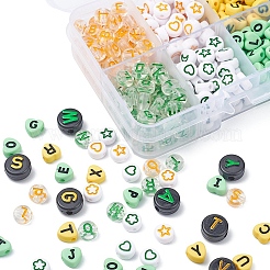 414Pcs 8 Style Heart & Flat Round Opaque/Transparent Acrylic Beads&nbsp;MACR-YW0001-46