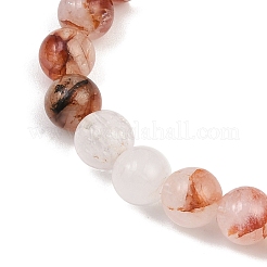 Natural Red Hematoid Quartz Round Beads Stretch Bracelets for Men Women&nbsp;BJEW-JB12395
