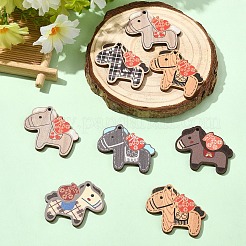 12Pcs 6 Colors Printed Wooden Pendants&nbsp;WOOD-YW0002-04