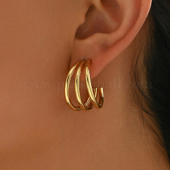 Stainless Steel Triple C-Shaped Stud Earrings&nbsp;ZD7000-2