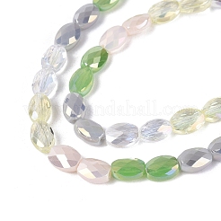 Electroplate Imitation Jade & Opaque & Transparent Glass Beads Strands&nbsp;EGLA-Q135-4x6MM-01E