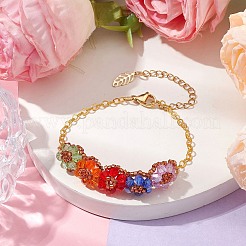 Colorful Flower Glass Beded Bracelets&nbsp;BJEW-MZ00077