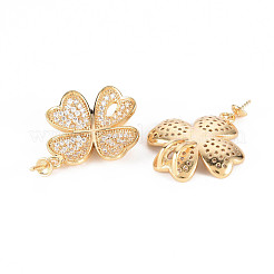 Brass Micro Pave Clear Cubic Zirconia Peg Bails Pendants&nbsp;KK-T062-156G-NF