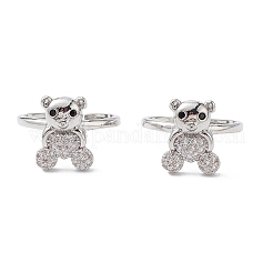 Bear Cubic Zirconia Cuff Ring&nbsp;RJEW-M146-03F