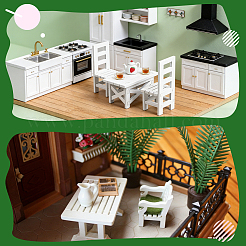 Tables and Chairs Wood Miniature Ornaments&nbsp;AJEW-WH0410-306B