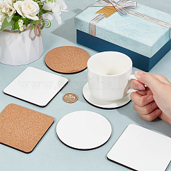 20Pcs 2 Styles Square & Flat Round MDF Cup Mats&nbsp;AJEW-OC0005-04