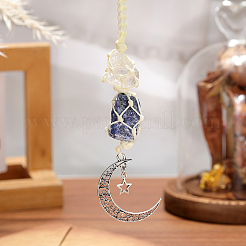 Nuggets Natural Quartz Crystal & Lapis Lazuli Pouch Pendant Decorations&nbsp;HJEW-WH20002-03E