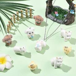 12Pcs 6 Styles Flocking Opaque Resin Pendants&nbsp;RESI-FS0002-49