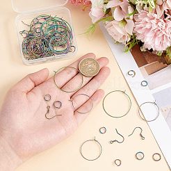 40Pcs 2 Style Ion Plating(IP) Rainbow Color 304 Stainless Steel Hoop Earrings Findings&nbsp;STAS-UN0039-05