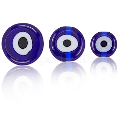 3 Strands 3 Styles Handmade Evil Eye Lampwork Flat Round Bead Strands&nbsp;LAMP-LT0001-13