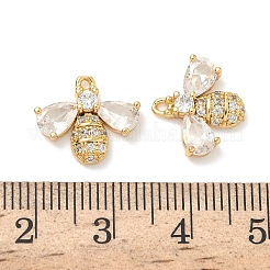 Brass Micro Pave Cubic Zirconia Bee Charms&nbsp;KK-A281-23G-01