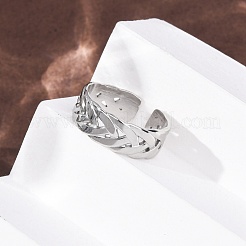 304 Stainless Steel Criss Cross Cuff Rings&nbsp;RJEW-G368-01P