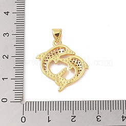 Brass Micro Pave Cubic Zirconia Pendants&nbsp;KK-E111-41G-02