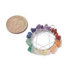 Chakra Gemstone Chips Copper Wire Wrapped Pendants&nbsp;PALLOY-JF02554-02