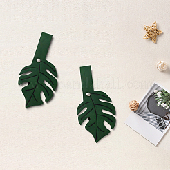 2Pcs Leaf PU Leather Cardigan Clips&nbsp;JEWB-CL0001-01A