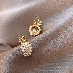 Pineapple Alloy Plastic Imitation Pearl Stud Earrings&nbsp;FS-WG66433-01