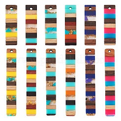24Pcs 12 Styles Translucent Resin & Walnut Wood Big Pendants&nbsp;RESI-TA0002-05