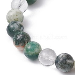 Natural Tree Agate Round Bead Stretch Bracelets&nbsp;BJEW-JB09872-02