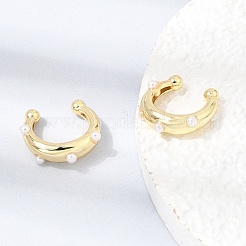 Brass ABS Plastic Pearl Cuff Earrings for Women&nbsp;PL-CBA43D6-01G