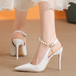 Glass Pearl Beads High-heeled Shoelaces&nbsp;HJEW-OC00059