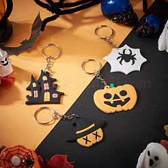 4Pcs 4 Styles Halloween PVC Keychain for Women&nbsp;KEYC-TA0004-74