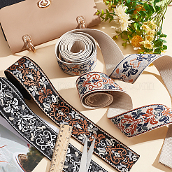 8 Yards 4 Styles Ethnic Style Double-Sided Flower Polyester Ribbon&nbsp;DIY-WR0003-58